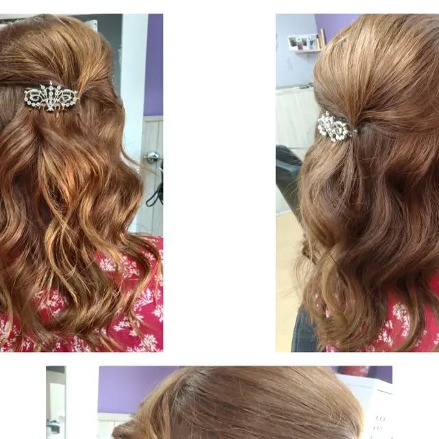 Semirrecogido con ondas y broche brillante